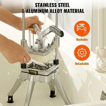 VEVOR Commercial Vegetable Chopper w/ 4 Replacement Blades, Stainless Steel French Fry Cutter Potato Dicer & Fruit Slicer for Restaurants & Home Kitchen