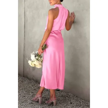 PRETTYGARDEN Summer Satin Dress Elegant Maxi Cocktail Party