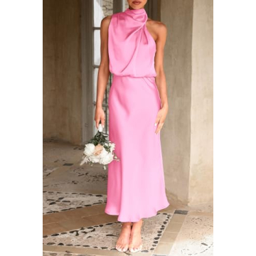 PRETTYGARDEN Summer Satin Dress Elegant Maxi Cocktail Party