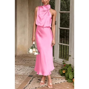 PRETTYGARDEN Summer Satin Dress Elegant Maxi Cocktail Party