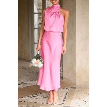 PRETTYGARDEN Summer Satin Dress Elegant Maxi Cocktail Party