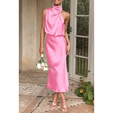 PRETTYGARDEN Summer Satin Dress Elegant Maxi Cocktail Party