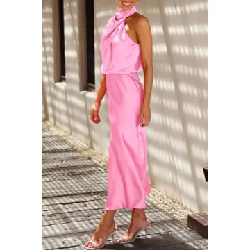 PRETTYGARDEN Summer Satin Dress Elegant Maxi Cocktail Party