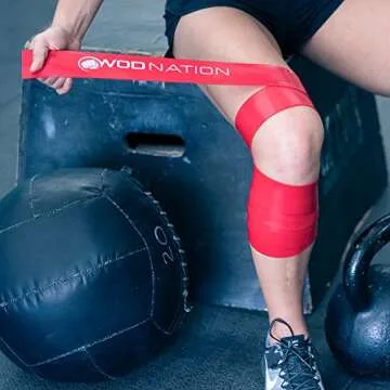 WOD Nation Muscle Floss Bands with Carrying Case for Tack, Flossing & Sore Muscles, Mobility – 2-Pack (Black Heavy & Red Medium)