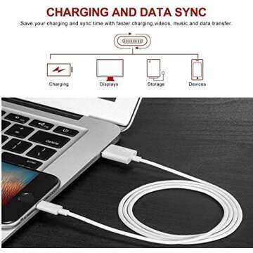 sharllen iPhone Charger Cable Lightning Cable Mfi Certified 5Pack(3ft/3ft/6ft/6ft/10ft) USB Fast Long iPhone Charging Cords Compatible iPhone XS/Max/XR/X/8/8P/7/7P/6/6S/iPad/iPod/IOS (White)
