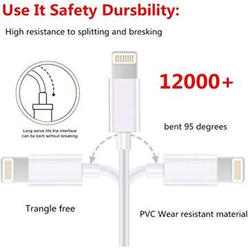 sharllen iPhone Charger Cable Lightning Cable Mfi Certified 5Pack(3ft/3ft/6ft/6ft/10ft) USB Fast Long iPhone Charging Cords Compatible iPhone XS/Max/XR/X/8/8P/7/7P/6/6S/iPad/iPod/IOS (White)