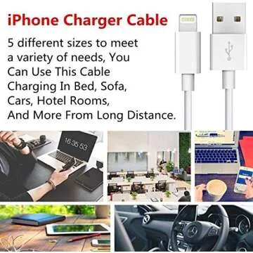 sharllen iPhone Charger Cable Lightning Cable Mfi Certified 5Pack(3ft/3ft/6ft/6ft/10ft) USB Fast Long iPhone Charging Cords Compatible iPhone XS/Max/XR/X/8/8P/7/7P/6/6S/iPad/iPod/IOS (White)