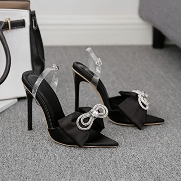 Vimisaoi Stylish Bowknot Rhinestone High Heel Sandals
