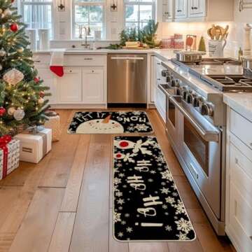 Snowman Deer Kitchen Mats Set for Winter Decor