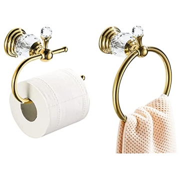 WOLIBEER Elegant Crystal Towel and Tissue Holder Set