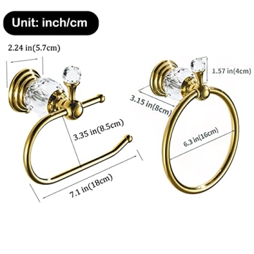 WOLIBEER Elegant Crystal Towel and Tissue Holder Set