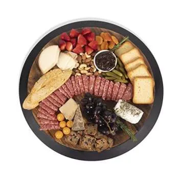 TOSCANA - a Picnic Time Brand Lazy Susan Tray Wooden Turntable Round Charcuterie Board, Cheese Servi...