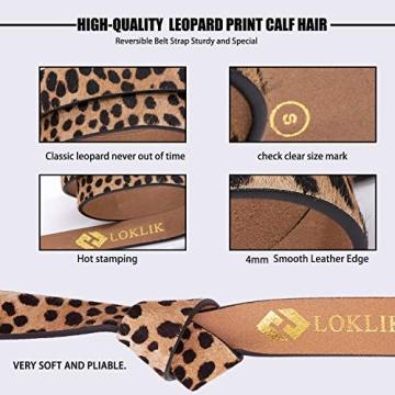 LOKLIK Women's Leopard Print Leather Belt for Pants Jeans Waist Belt with Alloy Buckle S(29"-32")