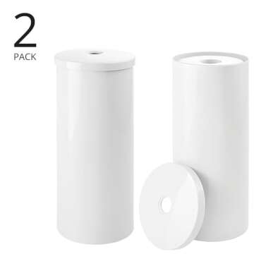 mDesign Plastic Floor Stand Toilet Paper Organizer with Cover, 3-Roll Space-Saving Tissue Storage fo...