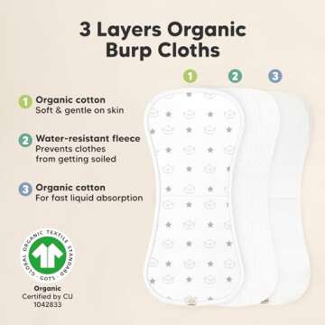 Organic Burp Cloths for Baby Boys and Girls - 5-Pack Super Absorbent Burping Cloth, Burp Clothes, Soft & Plush, Newborn Milk Spit Up Rags, Burpy Cloth Bib for Unisex, Burping Rags(Constellation)