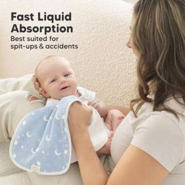 Organic Burp Cloths for Baby Boys and Girls - 5-Pack Super Absorbent Burping Cloth, Burp Clothes, Soft & Plush, Newborn Milk Spit Up Rags, Burpy Cloth Bib for Unisex, Burping Rags(Constellation)