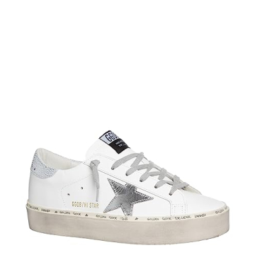Golden Goose Hi Star Platform Sneakers White Silver