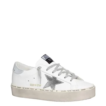 Golden Goose Hi Star Platform Sneakers White Silver