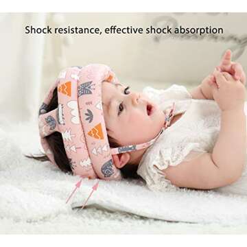 Baby Infant Toddler Helmet No Bumps Safety Head Cushion Bumper Bonnet, Adjustable Protective Cap Child Safety Headguard Hat for Running Walking Crawling (Pink Forest)