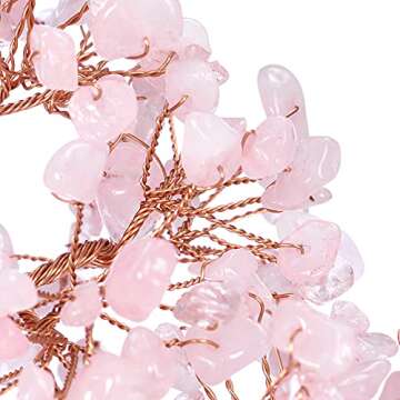 Top Plaza Healing Rose Quartz Crystal Tree for Luck