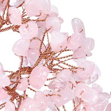 Top Plaza Healing Rose Quartz Crystal Tree for Luck