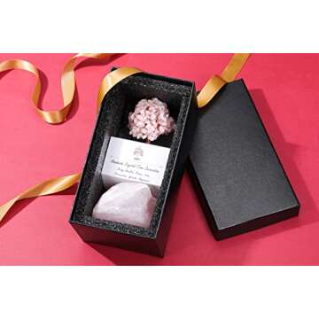 Top Plaza Healing Rose Quartz Crystal Tree for Luck