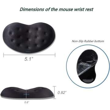 BRILA Ergonomic Memory Foam Mouse Wrist Rest Support Pad Cushion for Computer, Laptop, Office Work, PC Gaming - Massage Holes Design - Wrist Pain Relief (Black Mouse Wrist Rest)