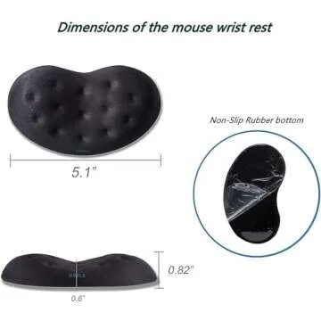 BRILA Ergonomic Memory Foam Mouse Wrist Rest Support Pad Cushion for Computer, Laptop, Office Work, PC Gaming - Massage Holes Design - Wrist Pain Relief (Black Mouse Wrist Rest)