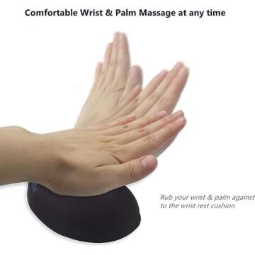 BRILA Ergonomic Memory Foam Mouse Wrist Rest Support Pad Cushion for Computer, Laptop, Office Work, PC Gaming - Massage Holes Design - Wrist Pain Relief (Black Mouse Wrist Rest)