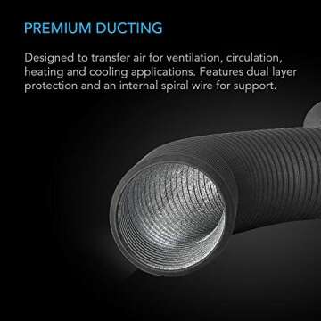 AC Infinity Flexible 4-Inch Aluminum Ducting, Heavy-Duty Four-Layer Protection, 8-Feet Long for Heat...