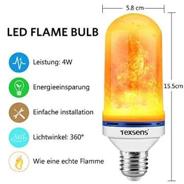 Texsens LED Flame Effect Bulb for Unique Atmosphere