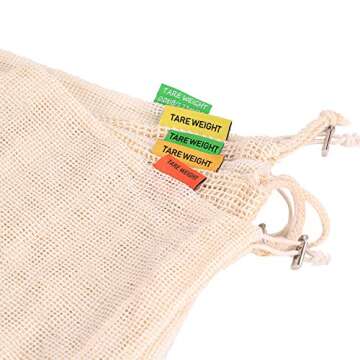 Reusable Produce Bags, Organic Cotton Mesh Bulk Sachet Bags for Grocery Shopping Laundry Food or Sto...