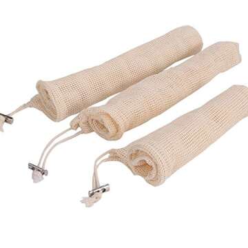 Reusable Produce Bags, Organic Cotton Mesh Bulk Sachet Bags for Grocery Shopping Laundry Food or Storage with Tare Weight Tags, Double-Stitched Seams, Biodegradable, Eco-Friendly,6 Pack Medium 13"x11"