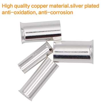 (AWG 8,6,4,2) Wire Ferrule Kits Silver Plated Copper Crimp Connector Non Insulated Cable Housing Ferrules Pin Cord End Terminal Assortment Kit