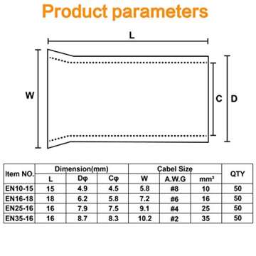 (AWG 8,6,4,2) Wire Ferrule Kits Silver Plated Copper Crimp Connector Non Insulated Cable Housing Ferrules Pin Cord End Terminal Assortment Kit