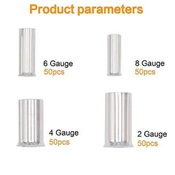 (AWG 8,6,4,2) Wire Ferrule Kits Silver Plated Copper Crimp Connector Non Insulated Cable Housing Ferrules Pin Cord End Terminal Assortment Kit