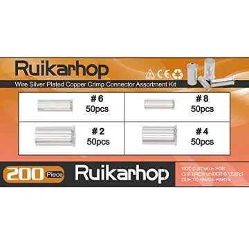 (AWG 8,6,4,2) Wire Ferrule Kits Silver Plated Copper Crimp Connector Non Insulated Cable Housing Ferrules Pin Cord End Terminal Assortment Kit