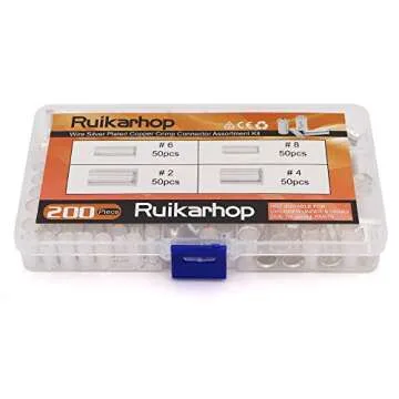 (AWG 8,6,4,2) Wire Ferrule Kits Silver Plated Copper Crimp Connector Non Insulated Cable Housing Ferrules Pin Cord End Terminal Assortment Kit