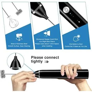 Fivtyily Handheld Milk Frother for Perfect Lattes and More