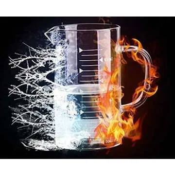 1L Glass Measuring Cups Jugs with Lid Large Measuring Pitcher Beaker Measured Mug Measure Liquid Milk Glass Cup Clear Scale with Spout& Insulated Handle,for Hot/Cold Fluid