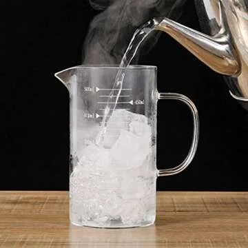1L Glass Measuring Cups Jugs with Lid Large Measuring Pitcher Beaker Measured Mug Measure Liquid Milk Glass Cup Clear Scale with Spout& Insulated Handle,for Hot/Cold Fluid
