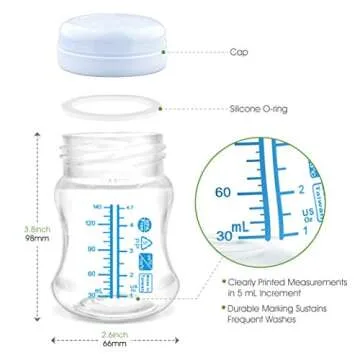 Maymom Wide-Mouth Milk Storage Collection Bottle with Travel Cap and Sealing Ring ; Can Replace Spectra S1 S2 Avent Natural Avent Classic Bottles (6pc 4.7Oz/140mL)