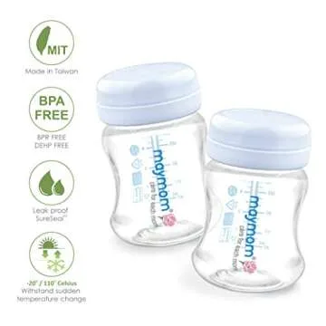 Maymom Wide-Mouth Milk Storage Collection Bottle with Travel Cap and Sealing Ring ; Can Replace Spectra S1 S2 Avent Natural Avent Classic Bottles (6pc 4.7Oz/140mL)