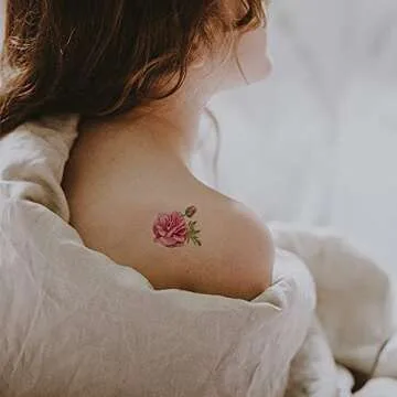 40 Sheets Flowers Temporary Tattoos Small Stickers 3D Rose Peony Lavender Leaf Butterfly Flower Collection Waterproof Fake Tattoos for Women Girl, Watercolor Floral Body Art Tattoo Stickers