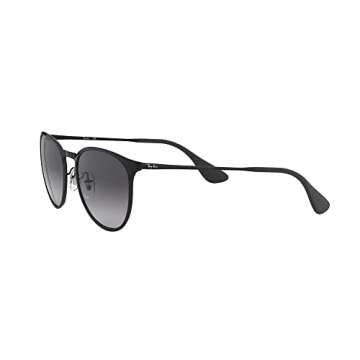 Ray-Ban RB3539 Erika Metal Round Sunglasses, Black/Light Grey Gradient Grey, 54 mm
