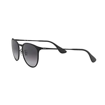 Ray-Ban RB3539 Erika Metal Round Sunglasses, Black/Light Grey Gradient Grey, 54 mm