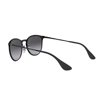 Ray-Ban RB3539 Erika Metal Round Sunglasses, Black/Light Grey Gradient Grey, 54 mm