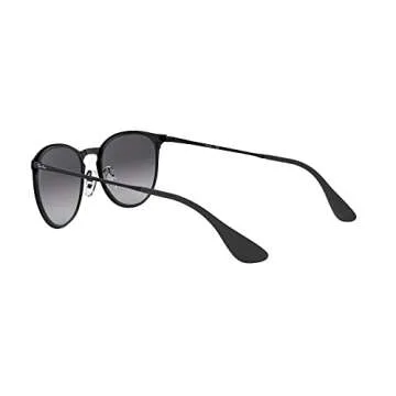 Ray-Ban RB3539 Erika Metal Round Sunglasses, Black/Light Grey Gradient Grey, 54 mm