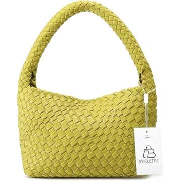 NOBLIFE Woven Bag for Women, Small Vegan Leather Summer Beach Purse, and Travel Handbags Ladies' Ret...