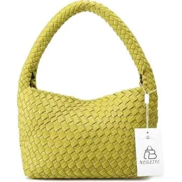 NOBLIFE Woven Bag for Women, Small Vegan Leather Summer Beach Purse, and Travel Handbags Ladies' Ret...